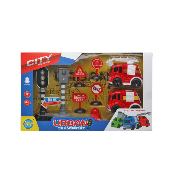 Set de Jucării cu Vehicule City Series Fire 38 x 22 cm