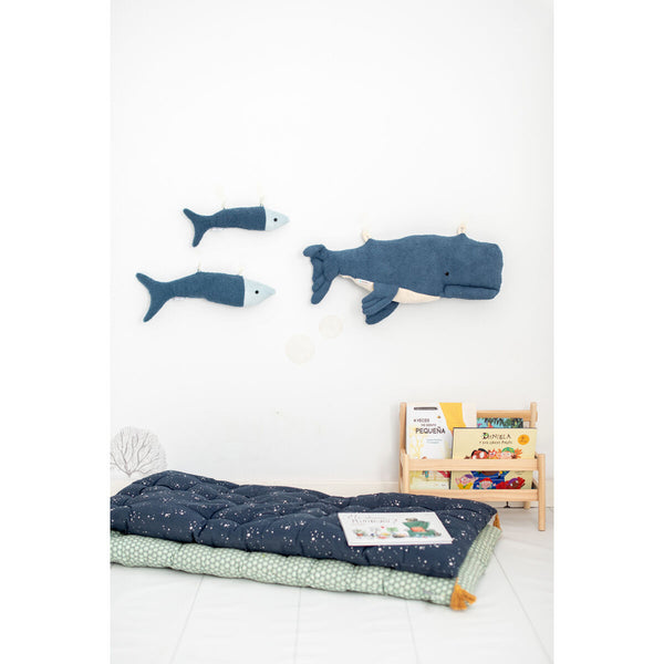 Jucărie de Pluș Crochetts OCÉANO Albastru Balenă Pești 29 x 84 x 14 cm 3 Piese