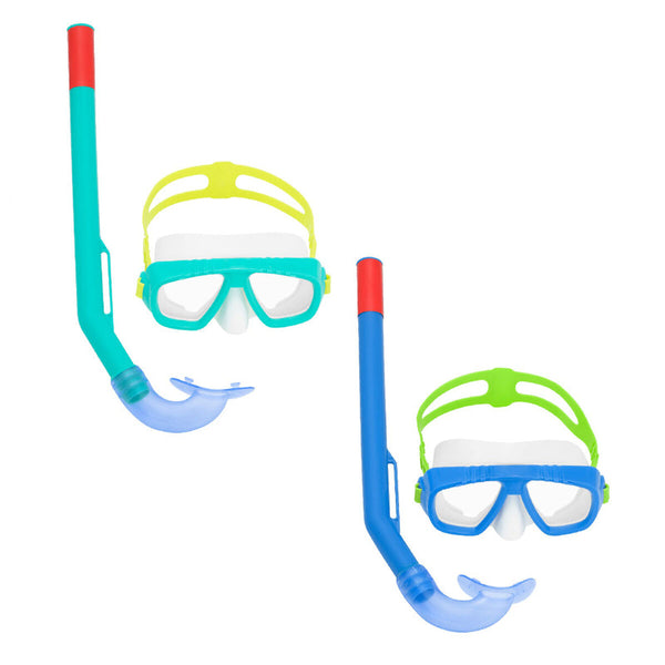 Ochelari de Scufundare cu Tub pentru Copii Bestway Albastru Multicolor Turquoise