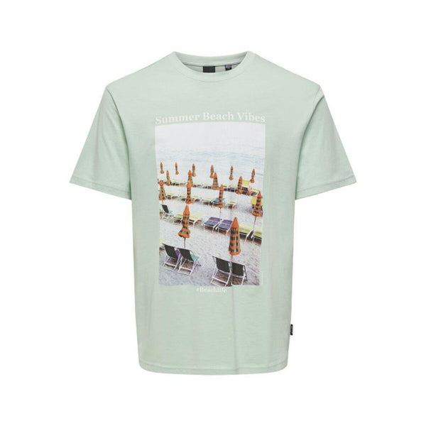 Men’s Short Sleeve T-Shirt Only & Sons Onskolton Reg Beach Surf Green
